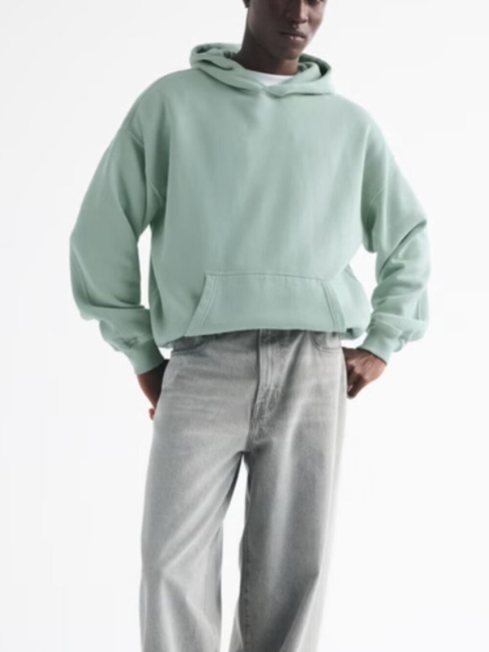 Abercrombie & Fitch Essential Popover Hoodie, Light Green, Large, EUC